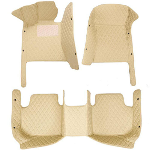 Beige Leather and Beige Stitching Diamond Car Mats Sets