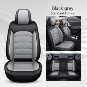 Custom Black Grey Leather car seat covers enhance your vehicle's interior with these stylish and comfortable accessories, designed for a personalized touch