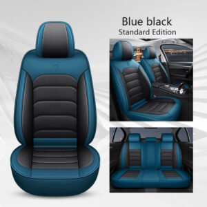 Custom blue black Leather car seat covers enhance your vehicle's interior with these stylish and comfortable accessories, designed for a personalized touch