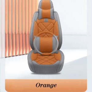 Custom gray and orange car seat covers enhance your vehicle's interior with these stylish and comfortable accessories, designed for a personalized touch