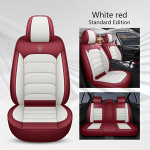 Custom White Red Leather car seat covers enhance your vehicle's interior with these stylish and comfortable accessories, designed for a personalized touch