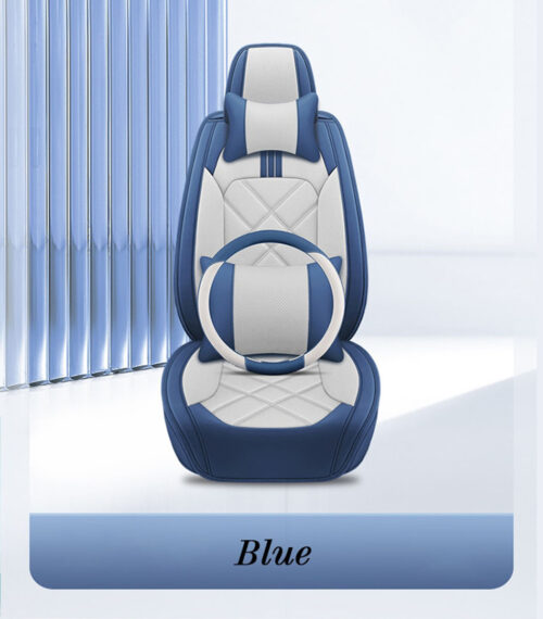 Custom white and blue car seat covers enhance your vehicle's interior with these stylish and comfortable accessories, designed for a personalized touch