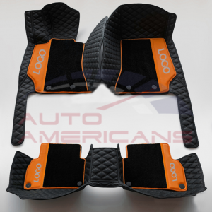 Hybrid Black and Orange Double Layer Diamond Car Mats - Stylish 2-in-1 Hybrid Design for Car Interiors