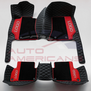 Black and Red Double Layer Diamond Car Mats - Stylish 2-in-1 Hybrid Design for Car Interiors
