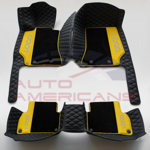 Black and Yellow Double Layer Diamond Car Mats - Stylish 2-in-1 Hybrid Design for Car Interiors