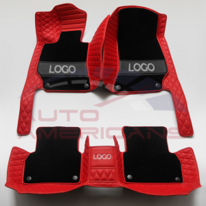 Red and Black Double Layer Diamond Car Mats - Stylish 2-in-1 Hybrid Design for Car Interiors